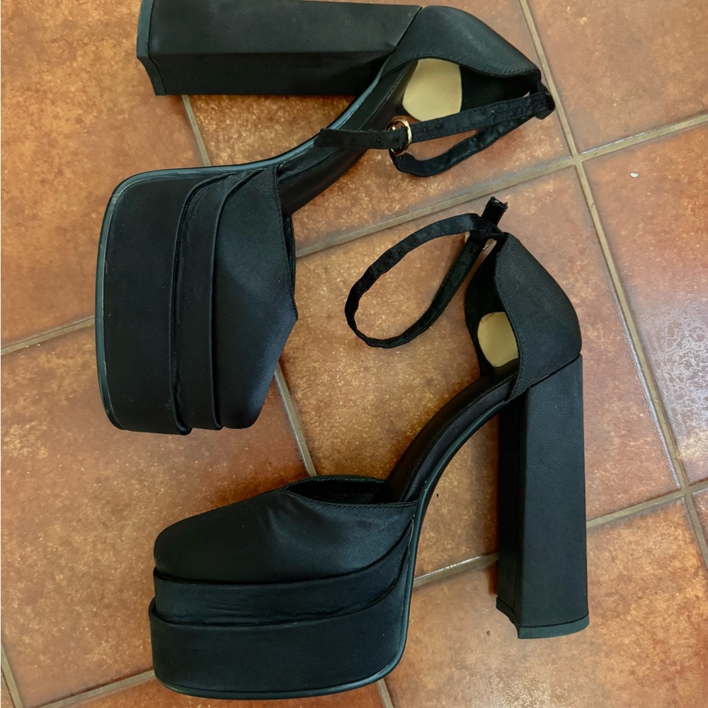 Satin Black Platform Heels (Forever XXI)